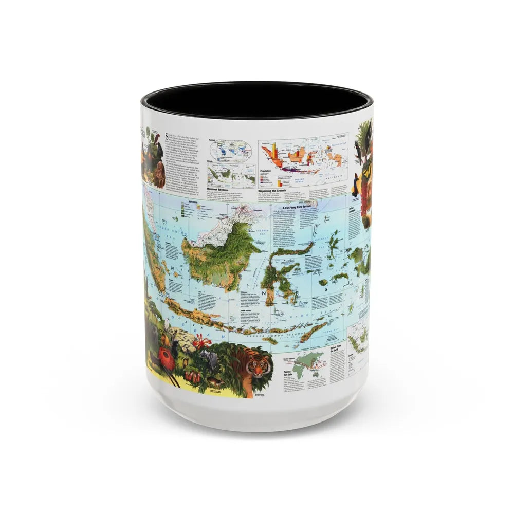 Indonesia 2 (1996) (Map) Accent Coffee Mug-15oz-Black-Go Mug Yourself