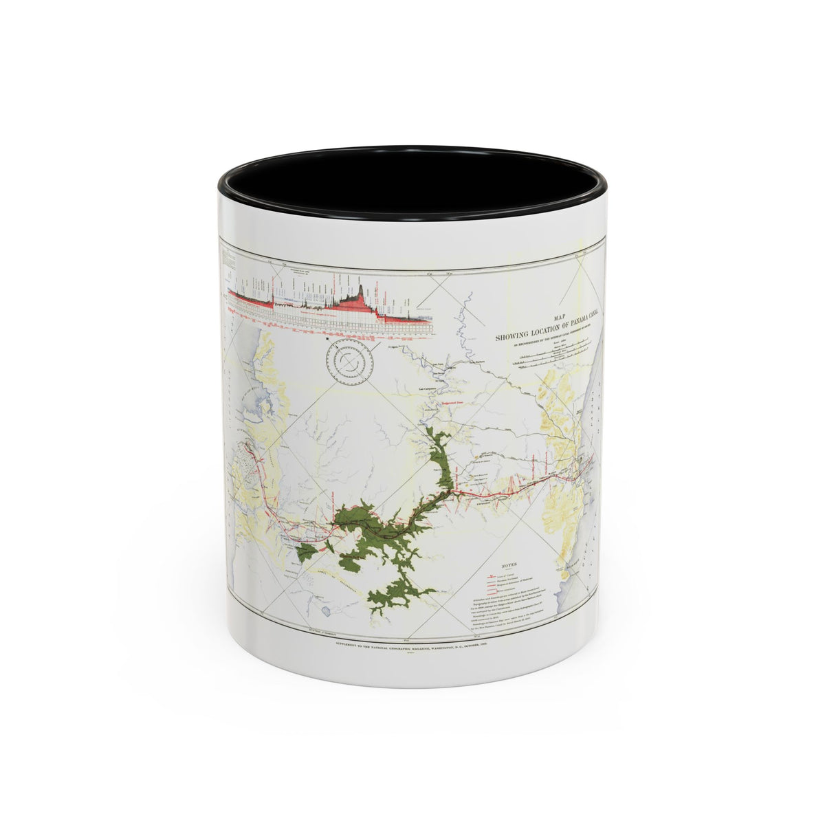 Central America - Panama Canal (1905) (Map) Accent Coffee Mug