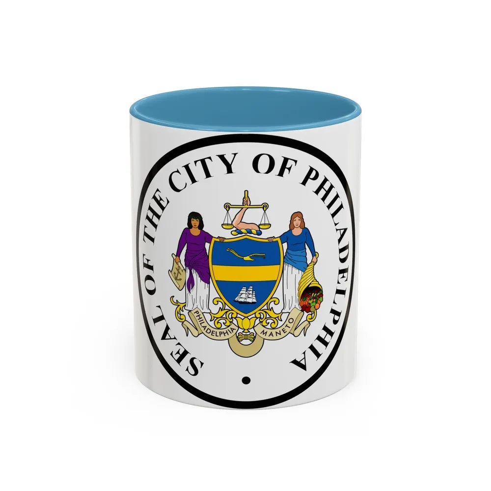 Seal of Philadelphia Pennsylvania - Accent Coffee Mug-11oz-Light Blue-Go Mug Yourself