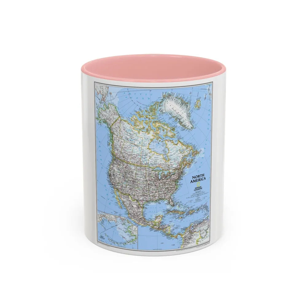 North America (2005) (Map) Accent Coffee Mug-11oz-Pink-Go Mug Yourself