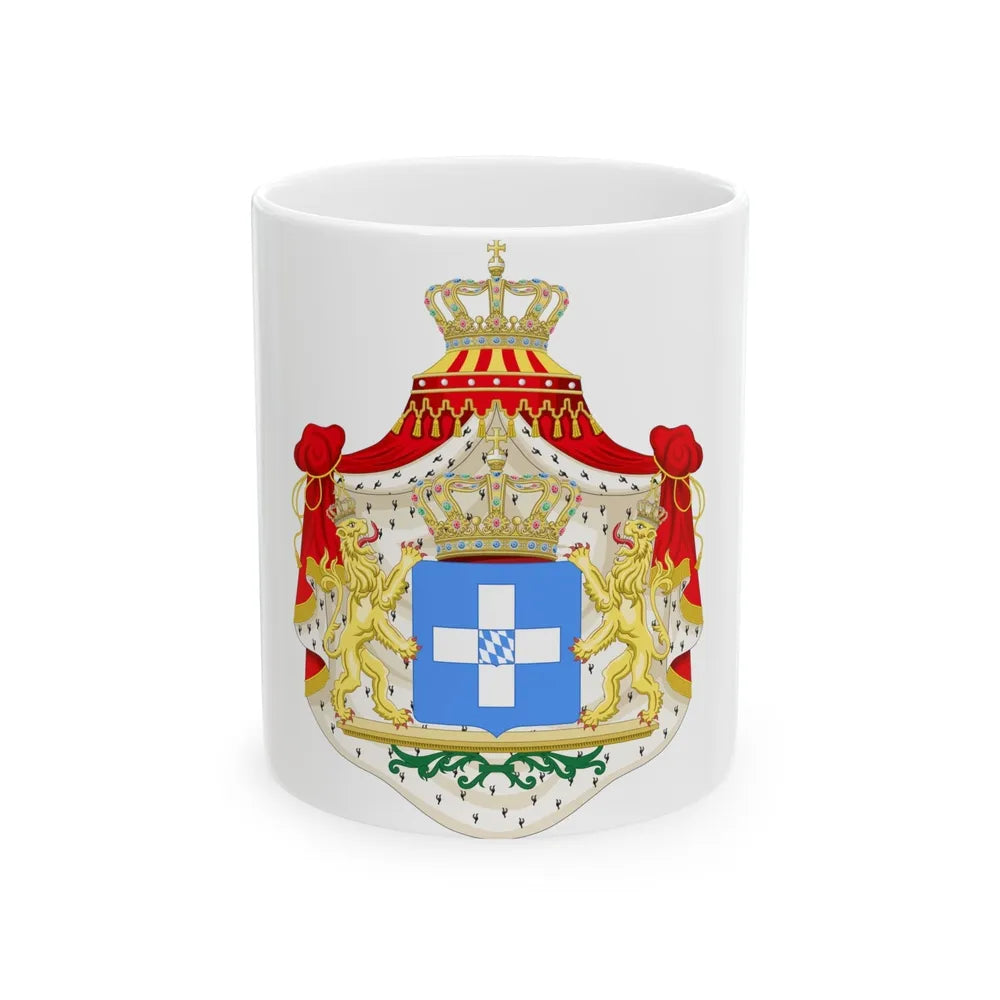 Coat of arms of Greece (Wittelsbach) - White Coffee Mug-11oz-Go Mug Yourself