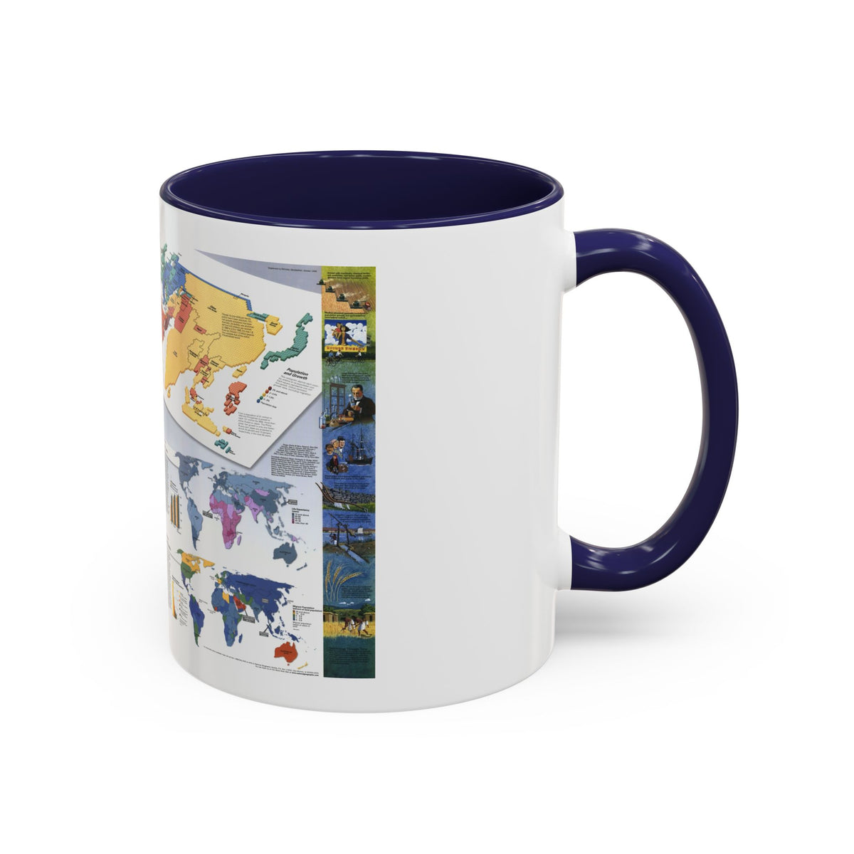 World Map - Population (1998) (Map) Accent Coffee Mug