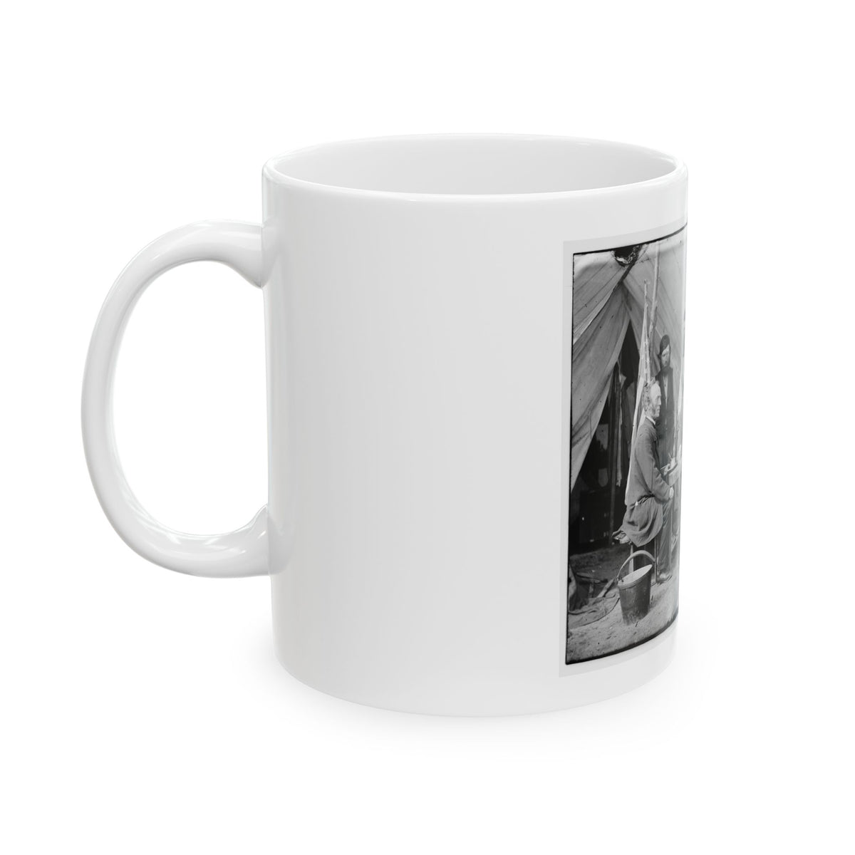 Yorktown, Va., Vicinity. Group Before The Photographic Tent At Camp Winfield Scott (U.S. Civil War) White Coffee Mug