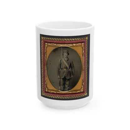 Unidentified Soldier In Union Uniform With Bayoneted Musket And Cartridge Box (U.S. Civil War) White Coffee Mug