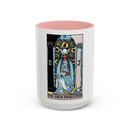 The High Priestess (Tarot Card) Accent Coffee Mug-15oz-Pink-Go Mug Yourself