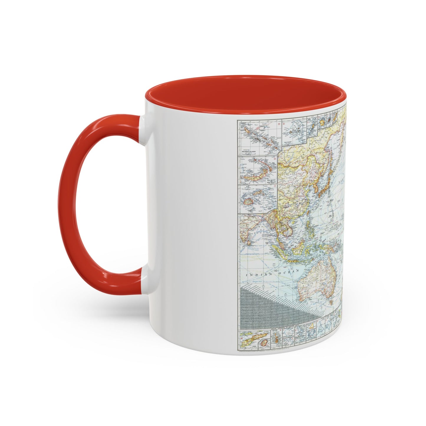 Pacific Ocean and the Bay of Bengal (1943) (Map) Accent Coffee Mug