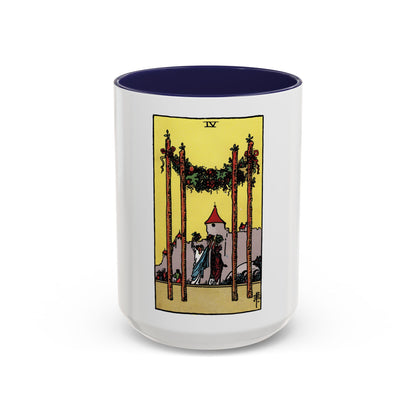 The 4 of Wands (Tarot Card) Accent Coffee Mug