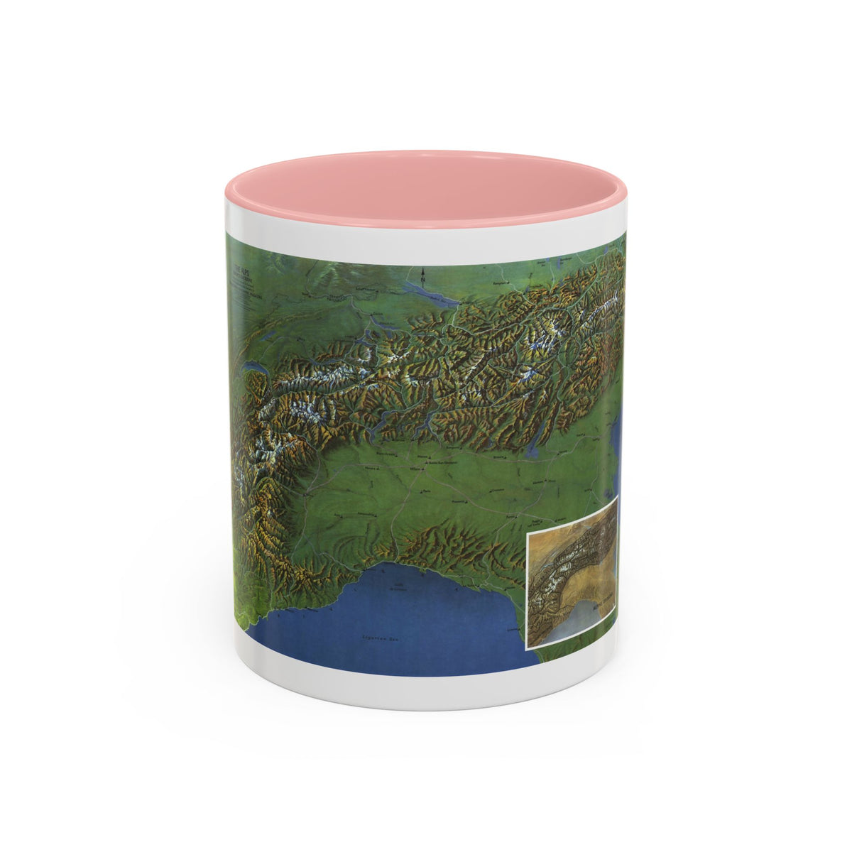 Alps, The - Europe's Backbone (1965) (Map) Accent Coffee Mug