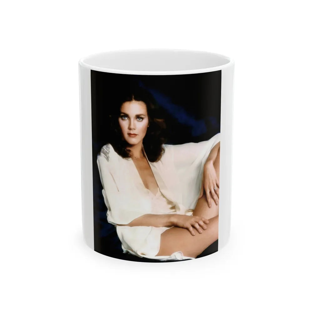 Lynda Carter #280 (Vintage Female Icon) White Coffee Mug-11oz-Go Mug Yourself