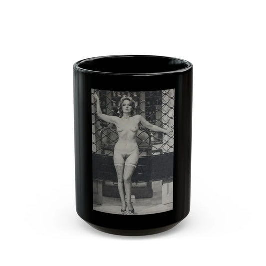 Lisa Gastoni #12 - Nude (Vintage Female Icon) Black Coffee Mug-15oz-Go Mug Yourself