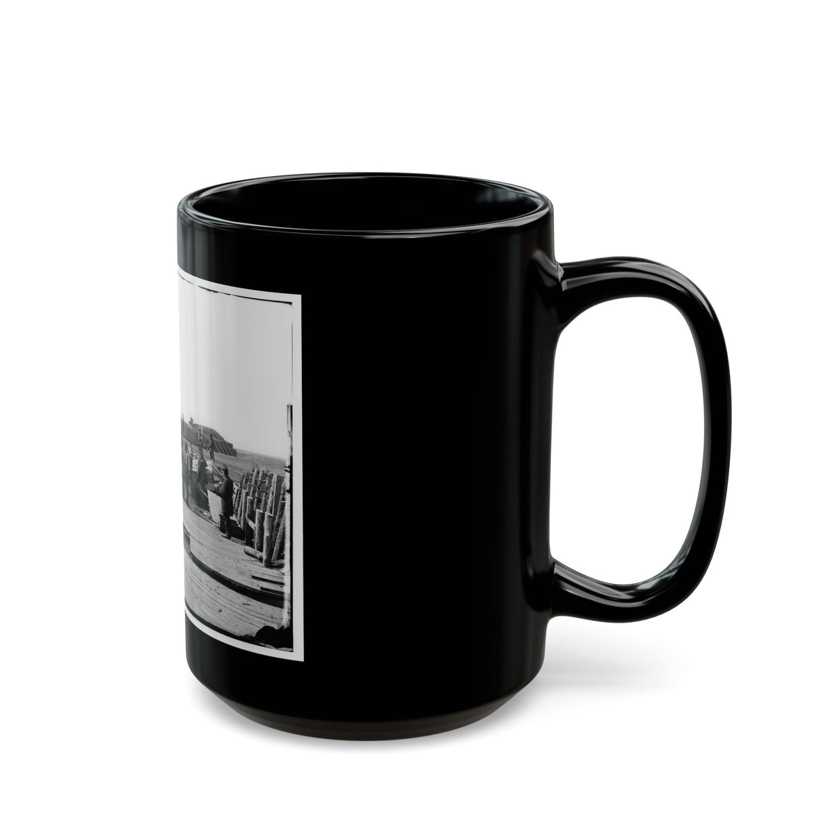 Manassas, Va. Confederate Fortifications, With Federal Soldiers 001 (U.S. Civil War) Black Coffee Mug