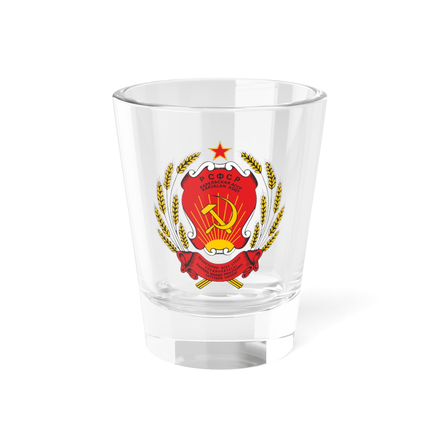 Coat of arms of Karelian ASSR (Russia) (Coat of Arms) Shot Glass 1.5oz