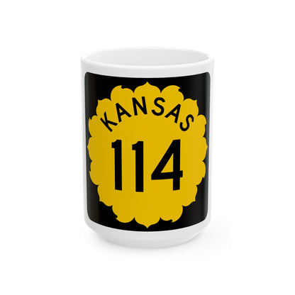 K-114 1962 (Kansas) (Road Sign) White Coffee Mug