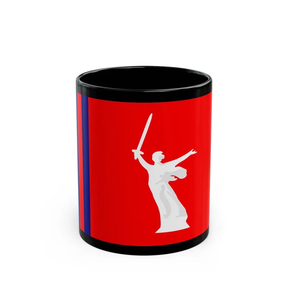 Flag of Volgograd Oblast Russia - Black Coffee Mug-11oz-Go Mug Yourself