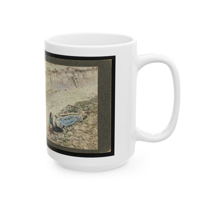 Dead Confederate Soldier In The Trenches Of Fort Mahone, Petersburg, Virginia 001 (U.S. Civil War) White Coffee Mug