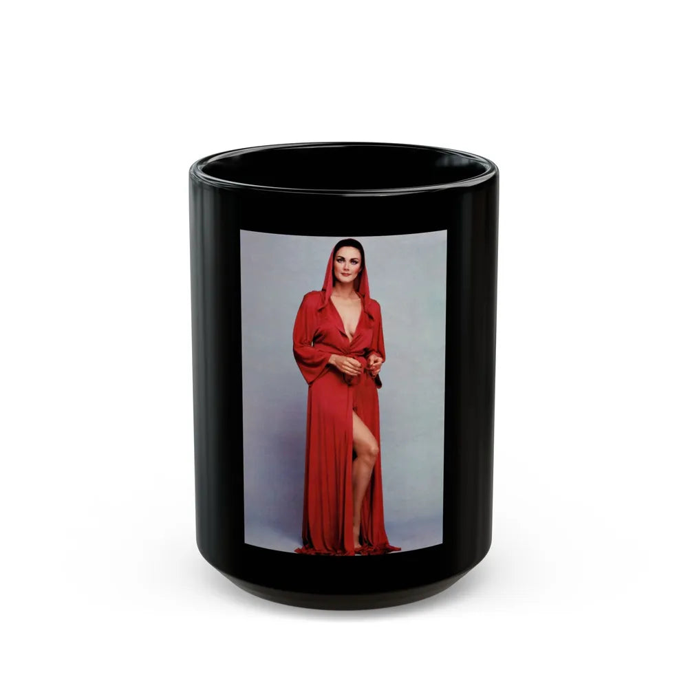 Lynda Carter #279 (Vintage Female Icon) Black Coffee Mug-15oz-Go Mug Yourself