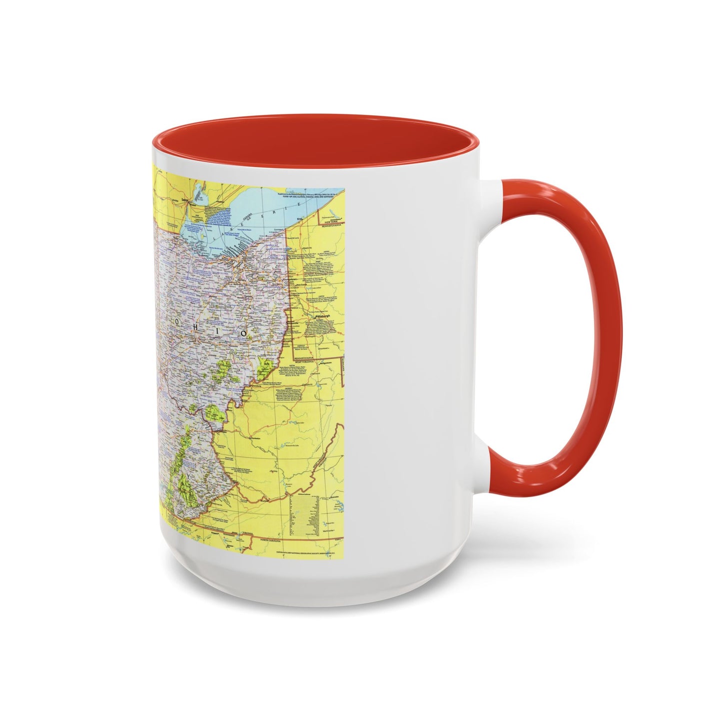 USA - Illinois, Indiana, Ohio, Kentucky 1 (1977) (Map) Accent Coffee Mug