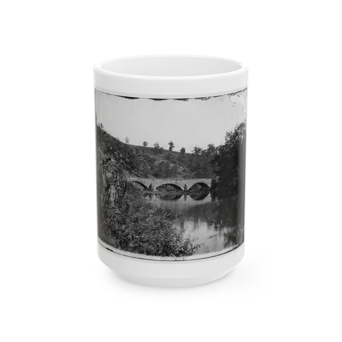 Antietam, Maryland. Antietam Bridge, Looking Down Stream (U.S. Civil War) White Coffee Mug