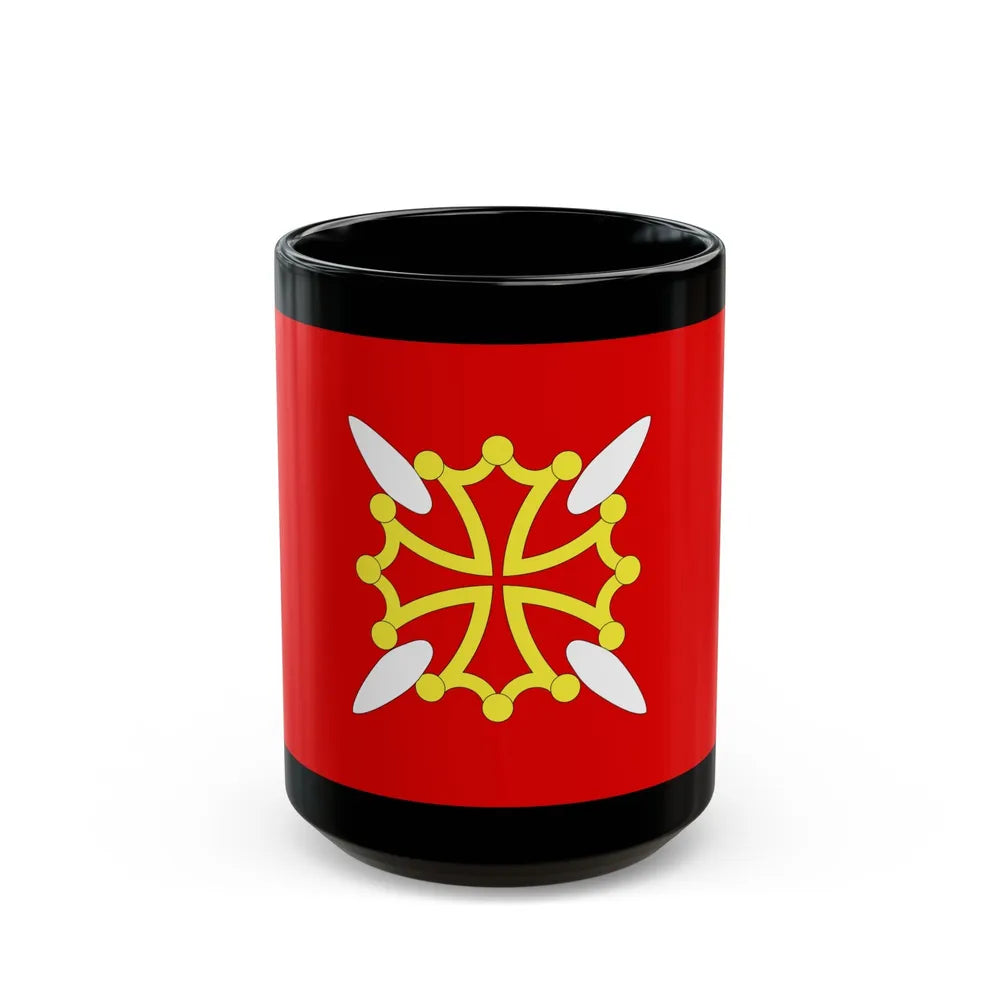 Flag of Haute Garonne France 2 - Black Coffee Mug-15oz-Go Mug Yourself