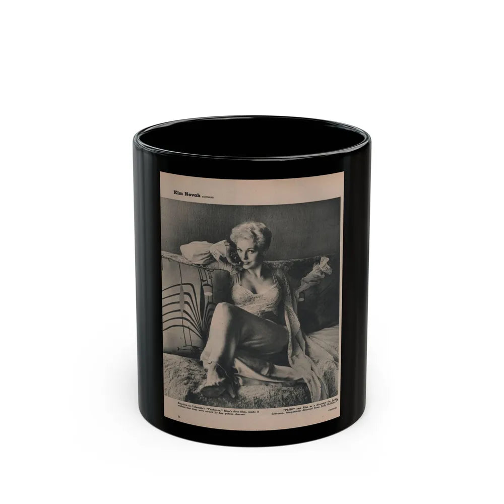 Kim Novak #385 - Fabulous Females Mag. Issue #1 '55 - 1 B&W Photo (Vintage Female Icon) Black Coffee Mug-11oz-Go Mug Yourself