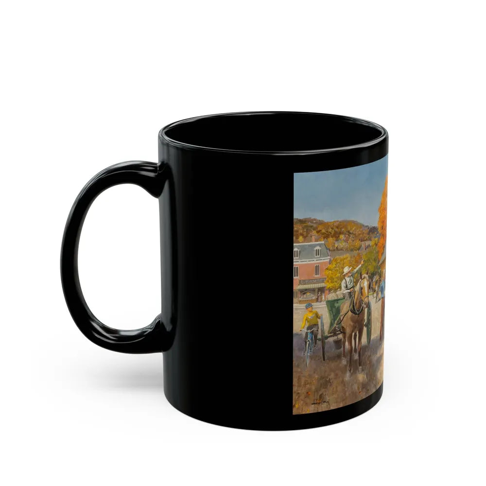 Fox Fals Town Scene - Black Coffee Mug-Go Mug Yourself