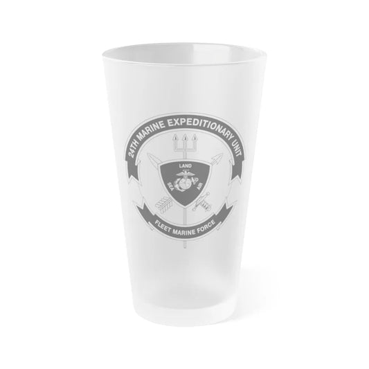 24th MEU BW (USMC) Frosted Pint Glass 16oz-Go Mug Yourself