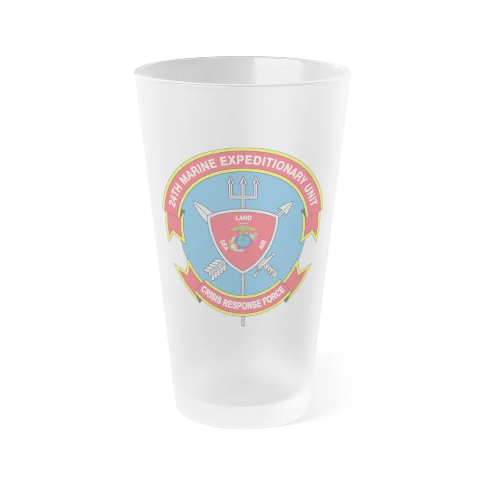 24th MEU Crisis Response Force (USMC) Frosted Pint Glass 16oz-Go Mug Yourself