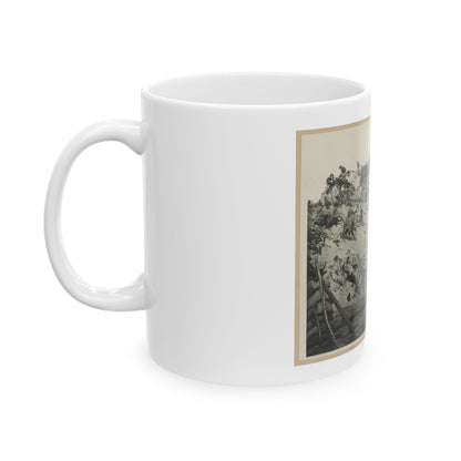 Two Trench Mortars Behind Sandbagged Barricade (U.S. Civil War) White Coffee Mug