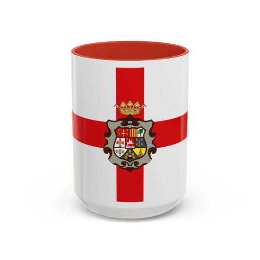 Flag of Huesca Spain - Accent Coffee Mug-15oz-Red-Go Mug Yourself