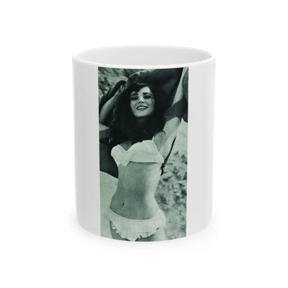 Gila Golan #168 - Tempo Italian Mag. 1967 - 1 Page 2 B&W Photos but cropped to 1 (Vintage Female Icon) White Coffee Mug-11oz-Go Mug Yourself