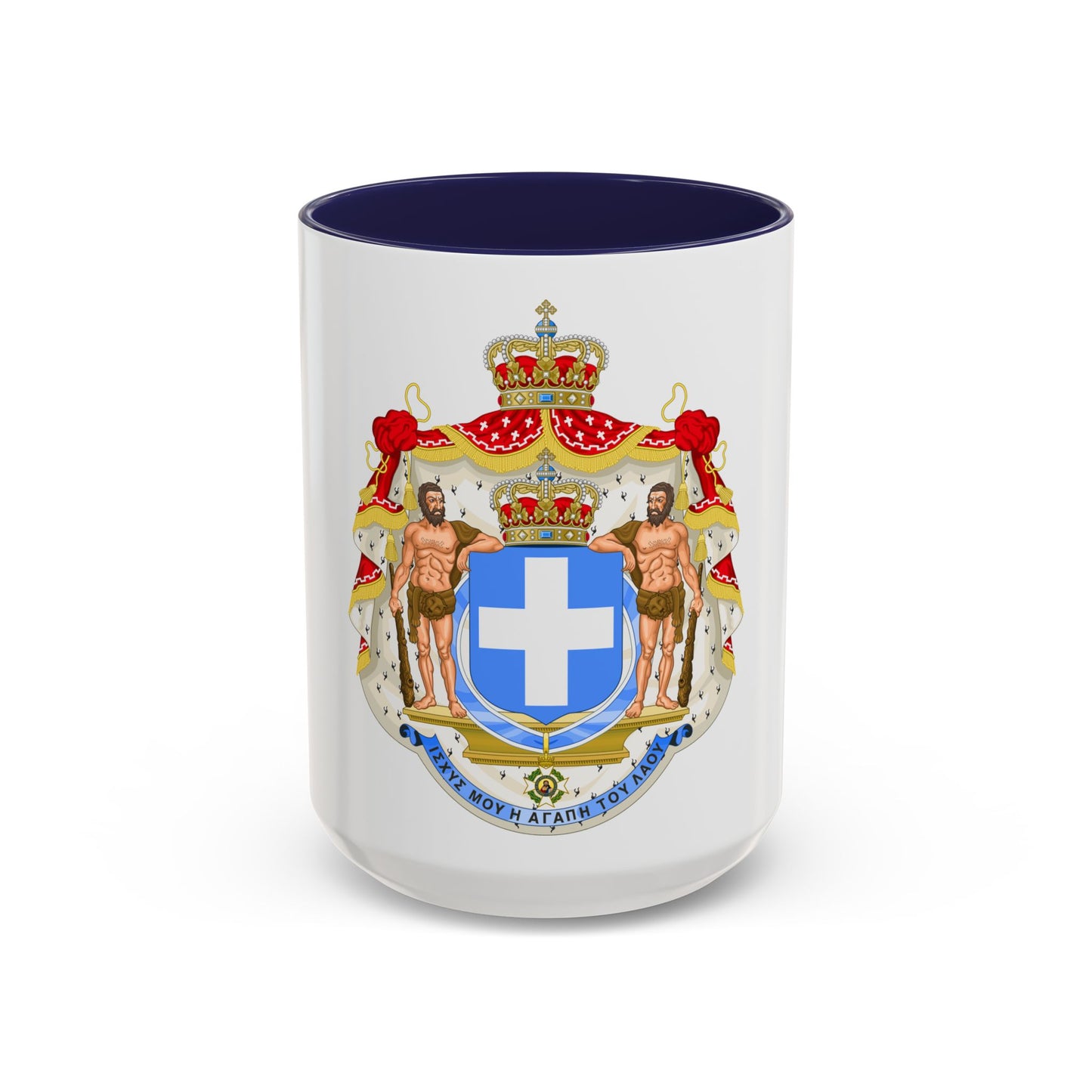 Royal Coat of Arms of Greece (blue cross) - Accent Coffee Mug