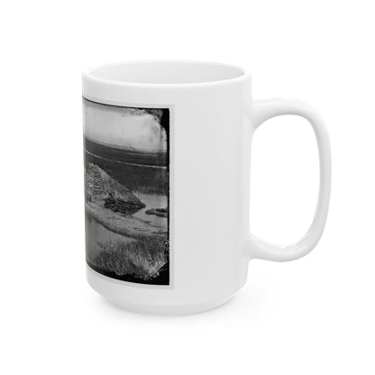 Morris Island, South Carolina. Battery Hays. One 8-Inch Parrot Rifle Dismounted. Breaching Battery Against Fort Sumter (U.S. Civil War) White Coffee Mug