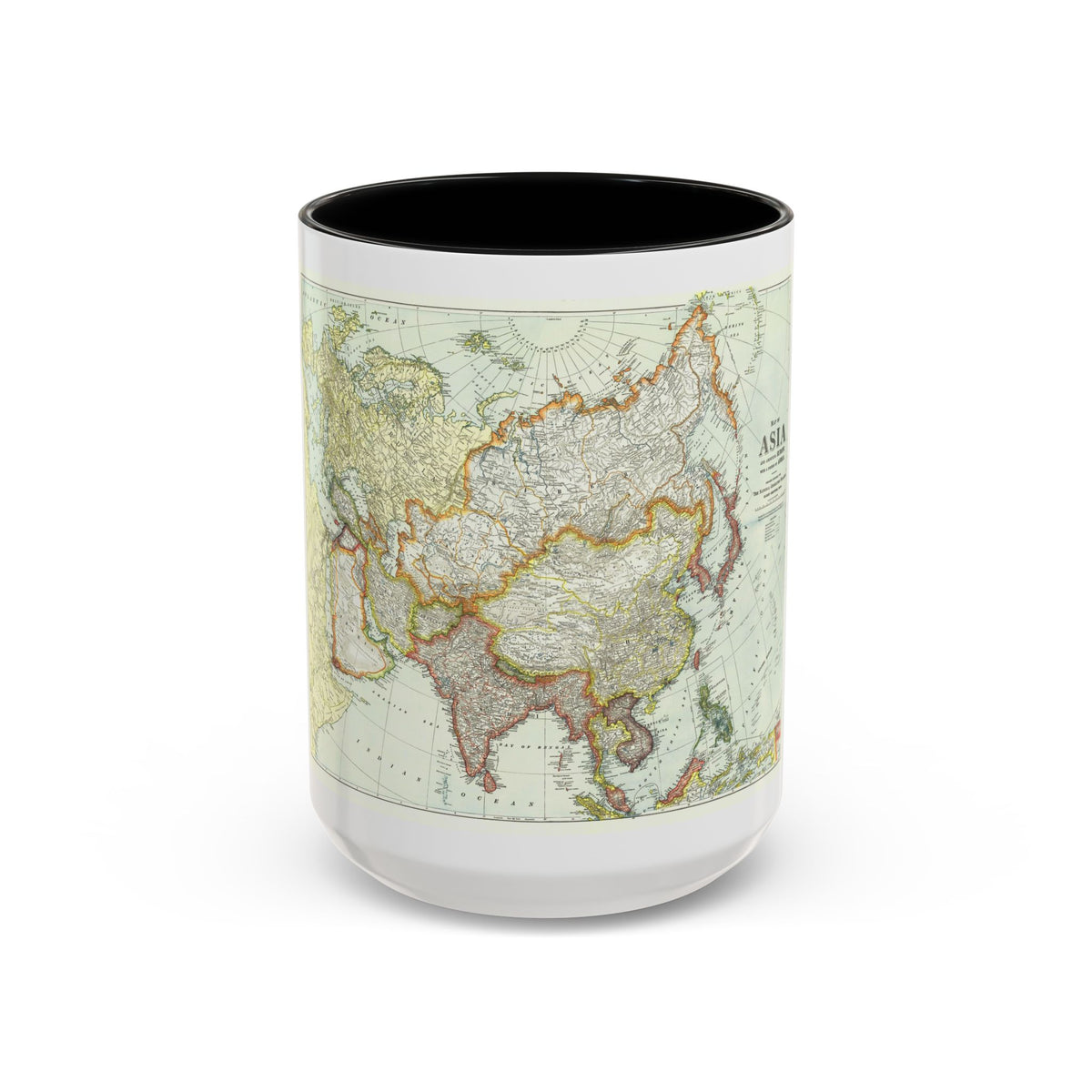 Asia and Adjoining Europe (1921) (Map) Accent Coffee Mug