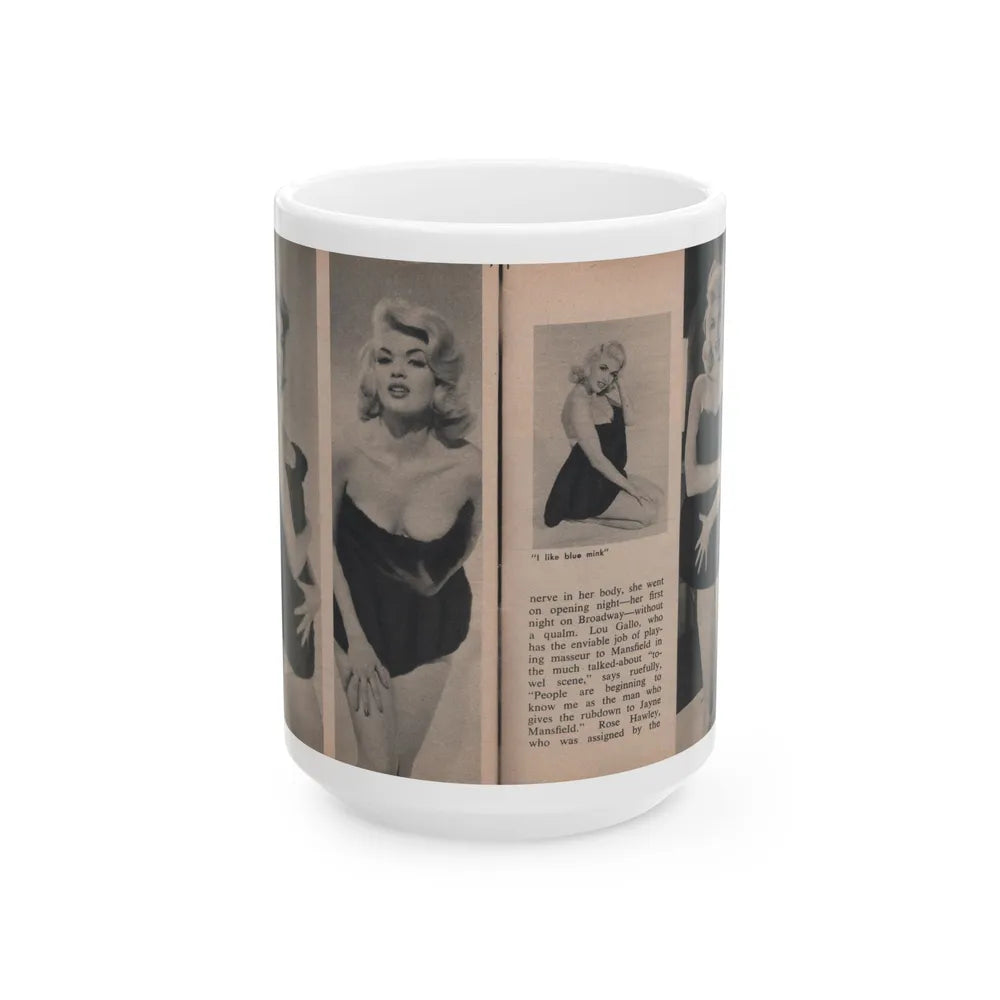 Jayne Mansfield #303 - JAYNE Pocket Magazine Pages 50 & 51 (Vintage Female Icon) White Coffee Mug-15oz-Go Mug Yourself