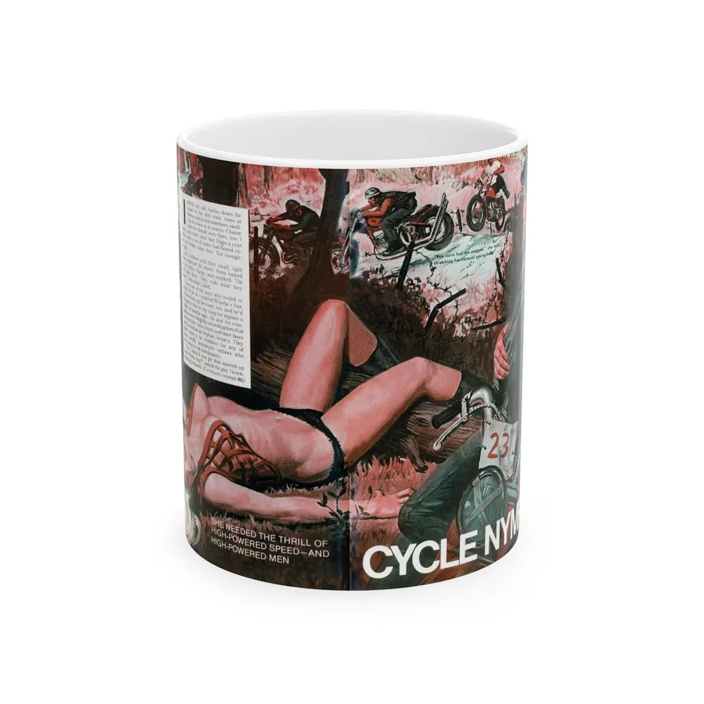 Cycle Nymph, Male magazine, October 1971 - White Coffee Mug-11oz-Go Mug Yourself