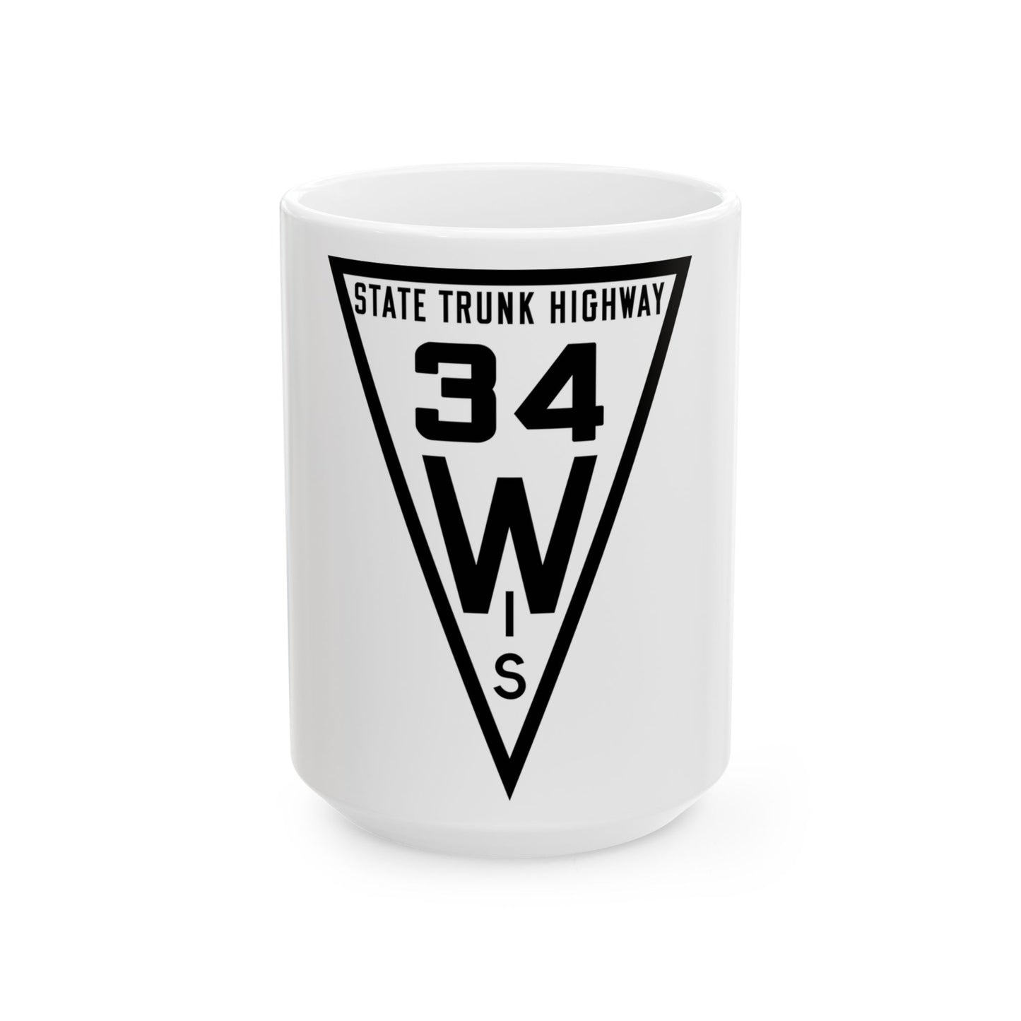 WIS 34 1919 (Wisconsin) (Road Sign) White Coffee Mug-15oz-Go Mug Yourself