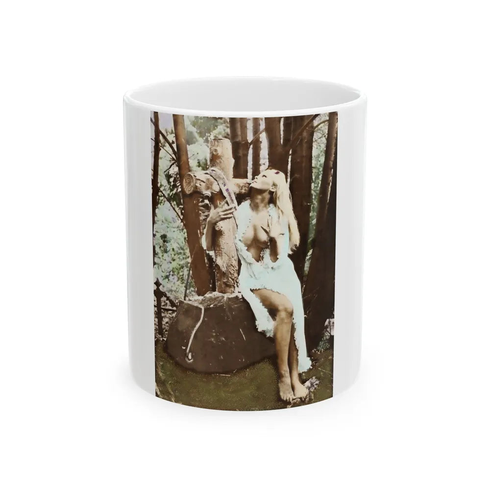 Veronica Carlson #84 - Partially Topless1 (Vintage Female Icon) White Coffee Mug-11oz-Go Mug Yourself