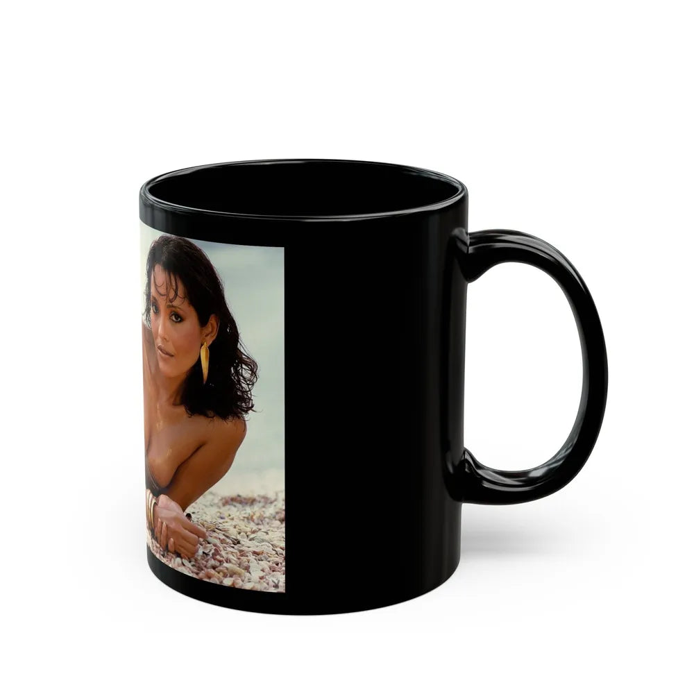 Barbara Carrera #63 (Vintage Female Icon) Black Coffee Mug-Go Mug Yourself