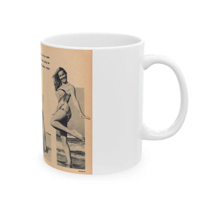 Penny Duncan #65 - [Pages 76 & 77] Pages 3 & 4 of 7 Featuring, Penny+3 B&W Photos & Caption on from BRIEF Digest Mag. Jan. '55 (Vintage Female Icon) White Coffee Mug-Go Mug Yourself