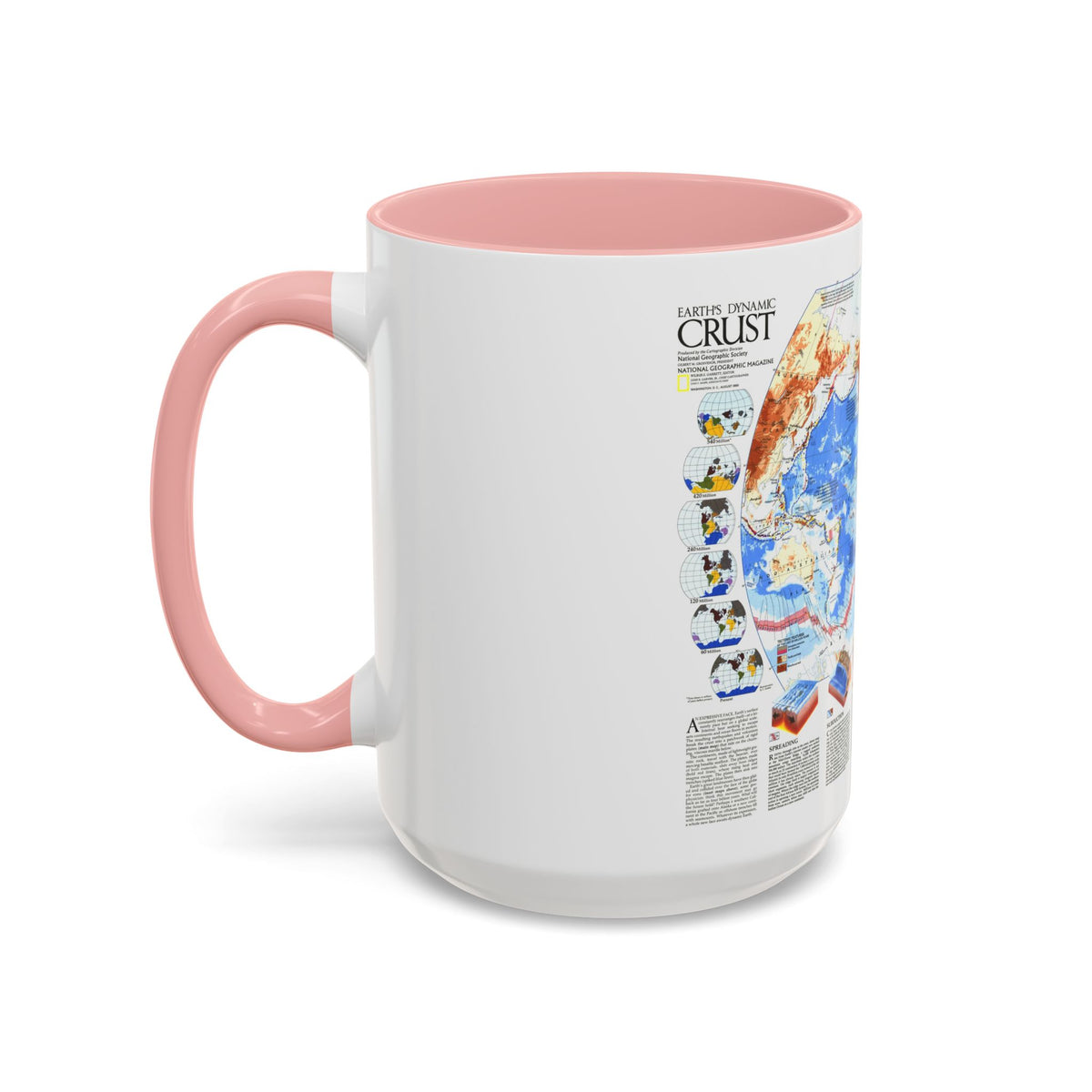 World Map - Earth's Dynamic Crust (1985) (Map) Accent Coffee Mug