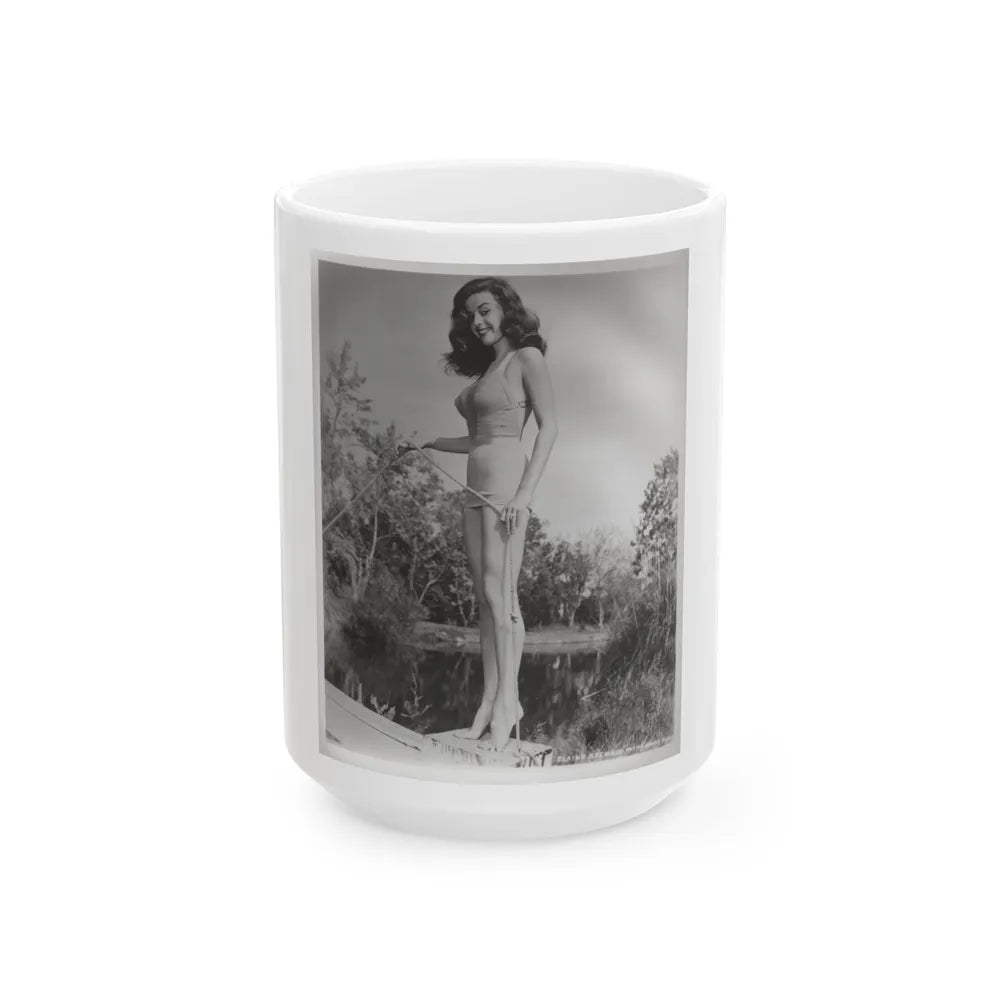 Elaine Stewart #164 - Negative Struck B&W 8x10 50's Era Full Body 1 Piece Swimsuit Cheesecake HQ Photo (Vintage Female Icon) White Coffee Mug-15oz-Go Mug Yourself