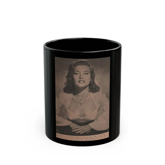 Peggy Dow #63 - 4x6 Early 50's B&W Glamour Photo Magazine Clipping (Vintage Female Icon) Black Coffee Mug-11oz-Go Mug Yourself