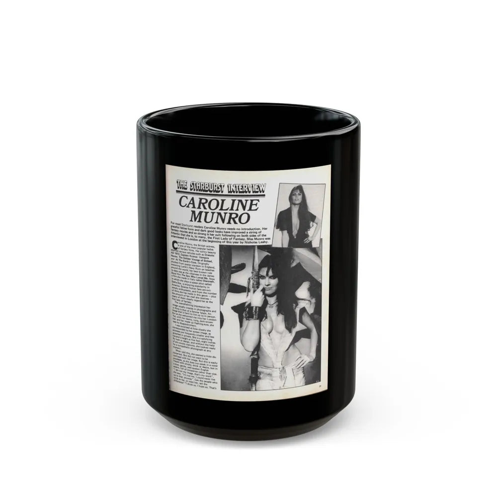 Caroline Munro #368 - Starbust Mag. #24 August '80 (Vintage Female Icon) Black Coffee Mug-15oz-Go Mug Yourself