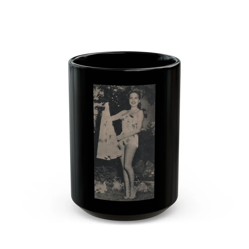 Terry Moore #637 - Magazine Page 1 Cropped B&W Photo (Vintage Female Icon) Black Coffee Mug-15oz-Go Mug Yourself