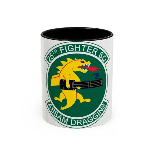 25th Fighters Sq (U.S. Air Force) Accent Coffee Mug 11oz Black - Go Mug Yourself