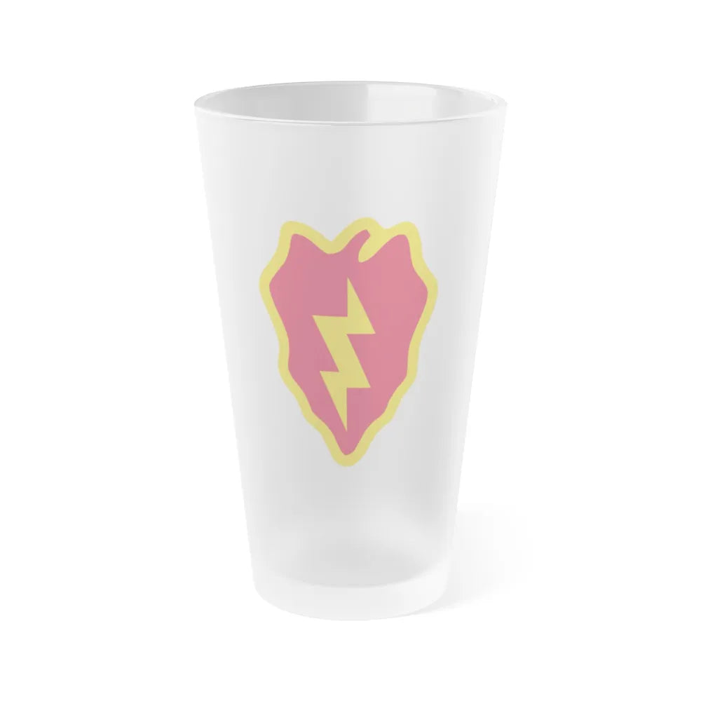 25th Infantry Division shoulder sleeve insignia (U.S. Army) Frosted Pint Glass 16oz-Go Mug Yourself