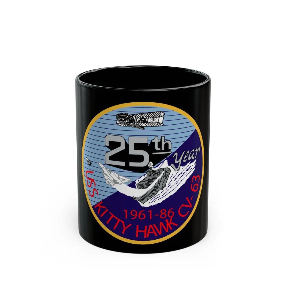 25th year USS Kitty Hawk CV 63 (U.S. Navy) Black Coffee Mug-11oz-Go Mug Yourself