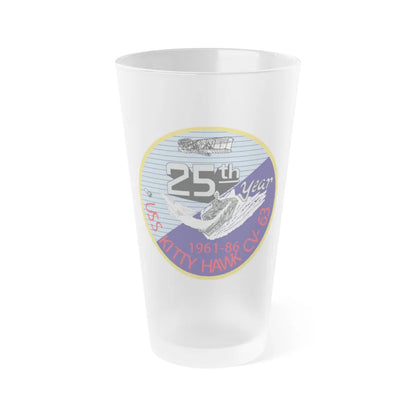 25th year USS Kitty Hawk CV 63 (U.S. Navy) Frosted Pint Glass 16oz-Go Mug Yourself