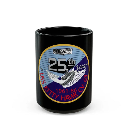 25th year USS Kitty Hawk CV 63 (U.S. Navy) Black Coffee Mug 15oz - Go Mug Yourself