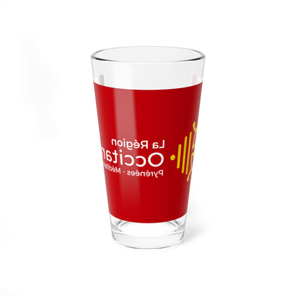 Flag of Region Occitanie Perpinya variation reverse (France) Pint Glass 16oz